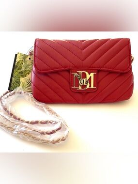 NWT Badgley Mischka Crossbody/Clutch Red Bag Purse Vegan Leather NEW!